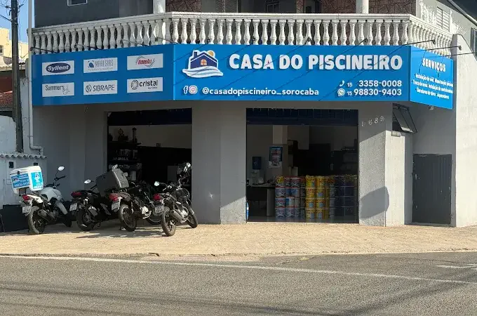 Fachada da loja Casa do Piscineiro no Jardim Tropical, em Sorocaba
