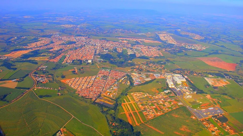Vista aérea da área urbana de Boituva, SP