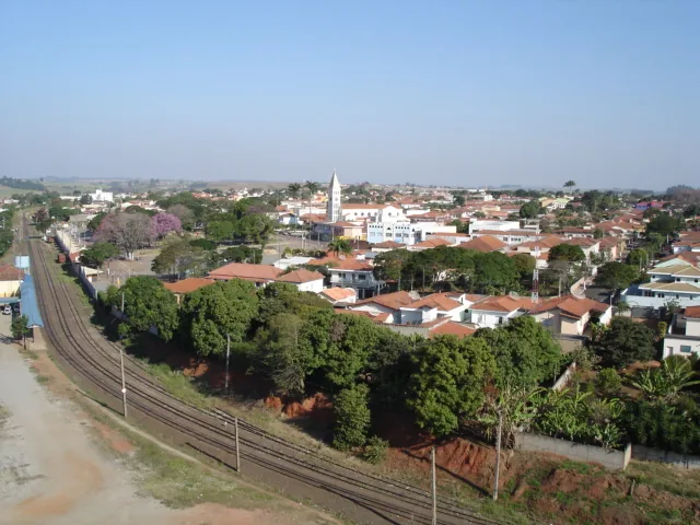 Panorama de Cerquilho e da linha férrea, SP