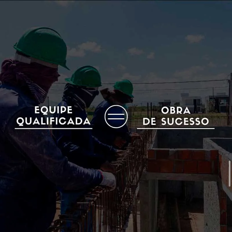 Material de apresentação da Aurum com equipe em obra