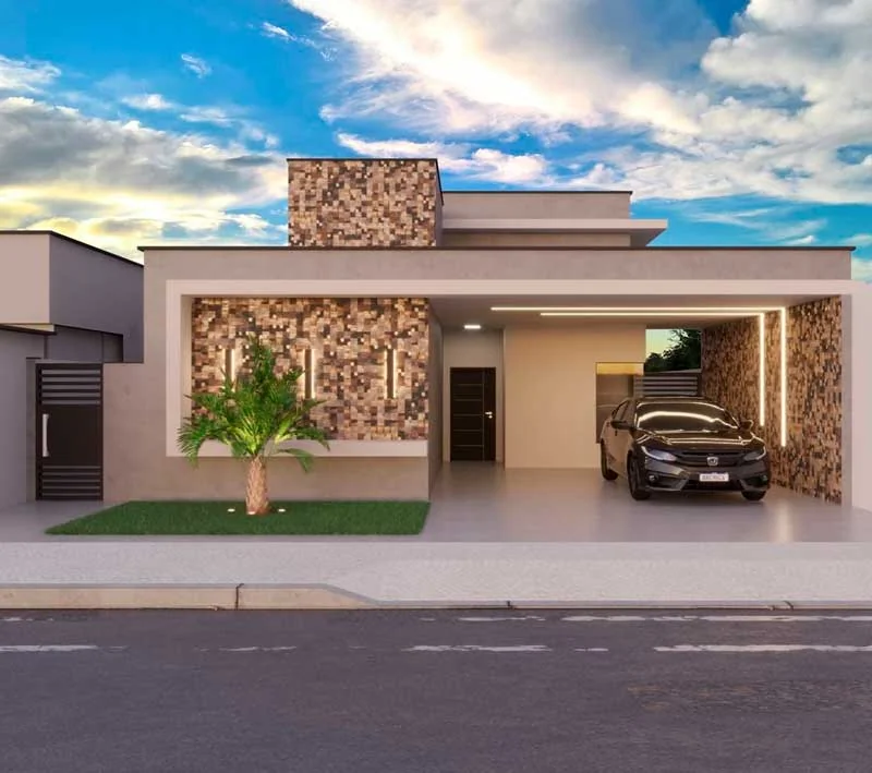 Fachada residencial em material de apresentação da Aurum