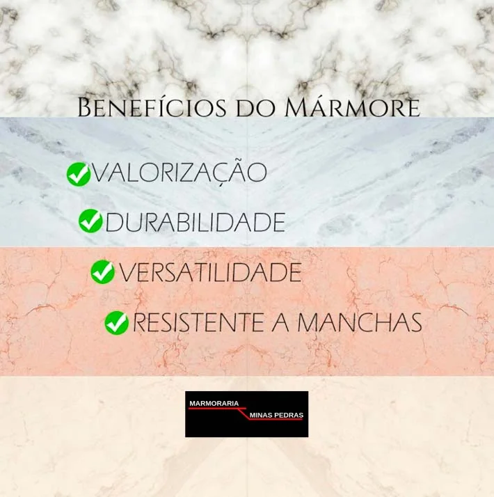 Material de apresentação da Marmoraria Minas Pedras sobre mármore